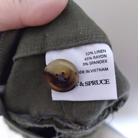 Market & Spruce Neutral Olive Green Linen Blend Shorts Size 14W - Picture 8 of 10